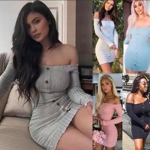 Botton Off the Shoulder Dress